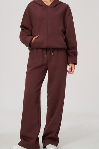 Relaxed Zip-Up Hoodie & Wide-Leg Sweatpants Set