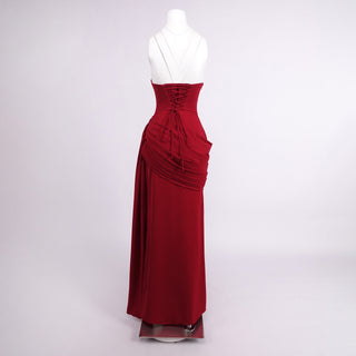 Elegant Strapless Corset Long Dress with Draped Cowl Neckline and Lace-Up Back