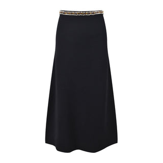 Crystal Embellished Knit Cardigan & A-Line Midi Skirt Set