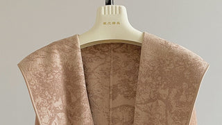Wool-Feel Belted Long Sleeve Short Coat with Printed Shawl Collar