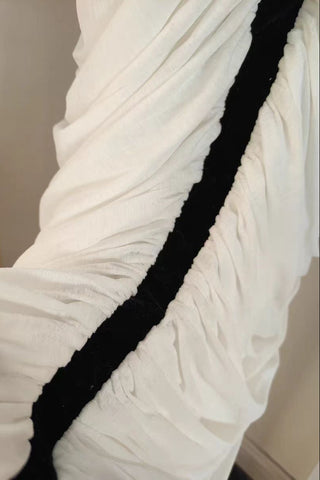 Premium Velvet Corset Strapless Long Dress with Sculpted Bodice and Pleated Draped Skirt