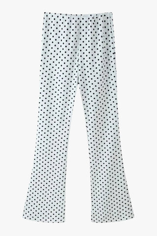 Polka Dot Polyester Halter Neck Sleeveless Top & Flared Pants Set