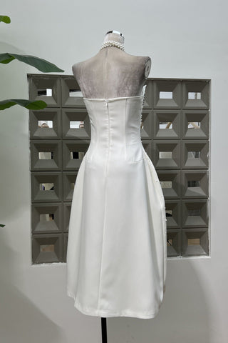 Pearl & Crystal Strapless Midi Dress