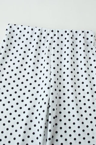 Polka Dot Polyester Halter Neck Sleeveless Top & Flared Pants Set