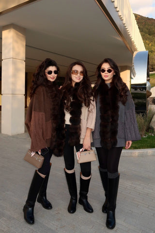 Faux Fur Trim Cable Knit Long Cardigan
