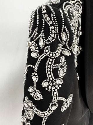 Crystal Embellished Long Sleeve Tailored Blazer & Mermaid Skirt Set