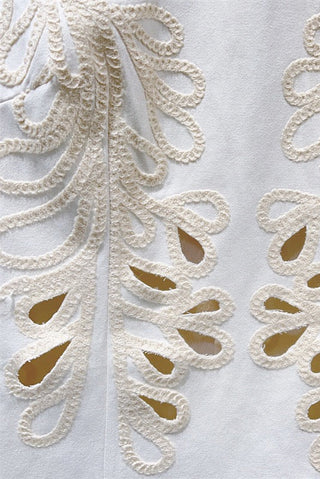 Cutout Embroidered Mini Dress – Sleeveless Design, Scalloped Hem & Classic Fit