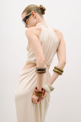 Luxe Halter Neck Cut-Out Long Dress with Draped Knot Detail