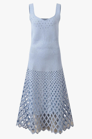 Embellished Sleeveless Open-Knit Midi Dress