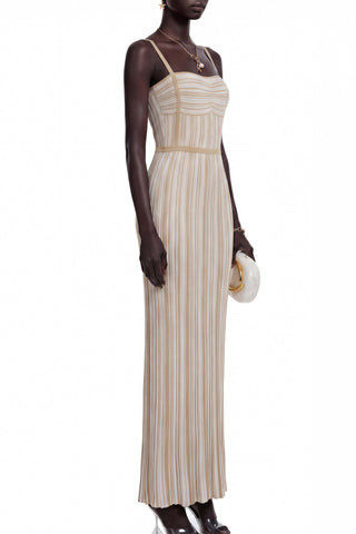 Sparkle Ribbed Sweetheart Neck Sleeveless Long Dress