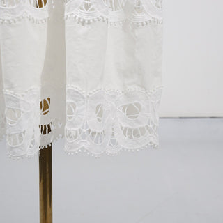 Statement Lace Cutwork Belted Tiered Long Dress