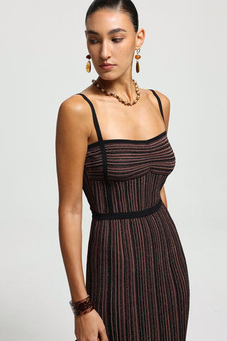Sparkle Ribbed Sweetheart Neck Sleeveless Long Dress