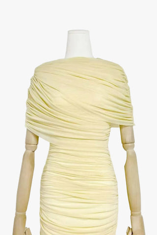 Ruched Off-Shoulder Long Dress – Draped Top & Flowing Skirt
