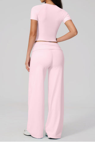 Soft Stretch Activewear Top & Wide Leg Pants Set