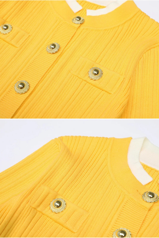 Long Sleeve Ribbed Knit Button-Down Midi Dress with Belt and Contrast Cuffs