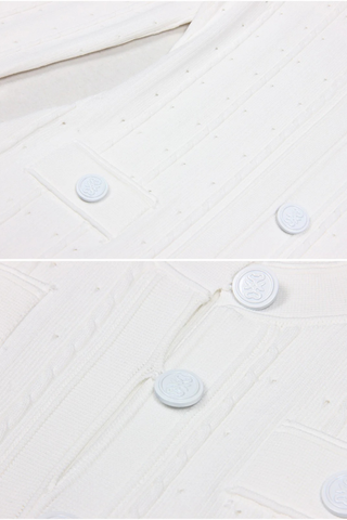 Long Sleeve Knitted Midi-Long Button Dress with Pocket Detail