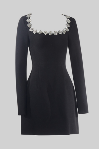 Diamond Elegance Long Sleeve Mini Dress