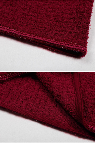 Embellished Tweed Long Sleeve Midi Dress with Jewel Buttons