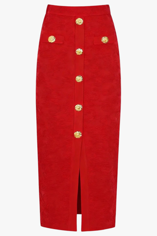 Textured Knit Button Cardigan & Midi Skirt Set