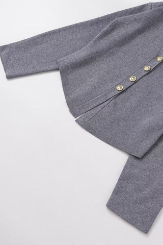 Ribbed Knit V-Neck Cardigan & Wide-Leg Pants Lounge Set – Soft Stretch Knit, Long Sleeves, Relaxed Fit