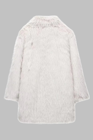Luxury Faux Fur Long Coat with Wide Lapel Collar