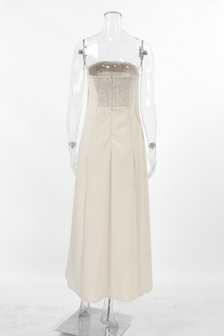 Bare Breeze Strapless Linen Minimal Chic Long Dress  Minimal Chic