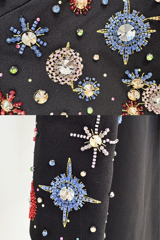 Spark Embellished Long Sleeve Crop Top & High-Slit Maxi Skirt Set