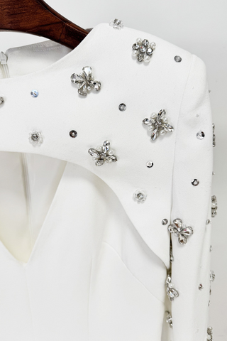 Embellished Cape Diamond Long Dress