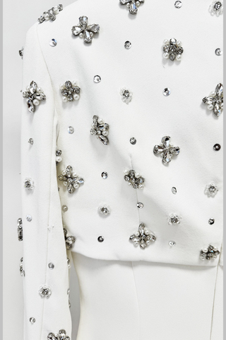 Embellished Cape Diamond Long Dress