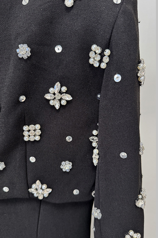 Embellished Cape Diamond Long Dress