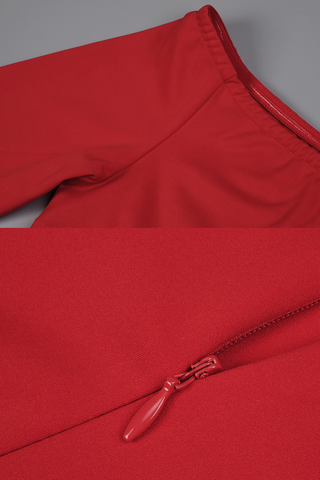 Sculpted Lantern Sleeve Off-Shoulder Long Dress