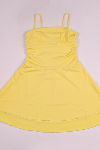 Double-Layered Ruched Backless Mini Dress with Spaghetti Straps