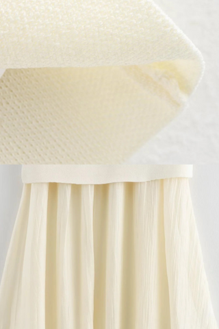 Summer Buttoned Knit Vest & Pleated Long Skirt Set