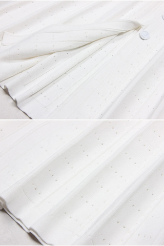 Long Sleeve Knitted Midi-Long Button Dress with Pocket Detail