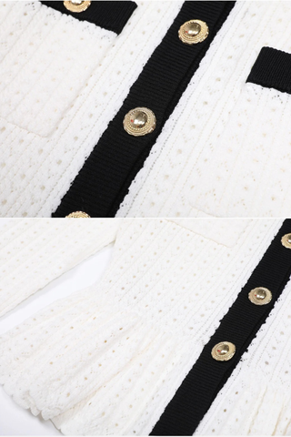 Knitted Two-Piece Set with Round Neck Peplum Cardigan and Midi-Long Mermaid Skirt