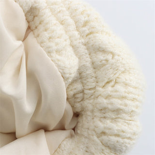 Cable-Knit Puffer Jacket with High Neck and Zip Front