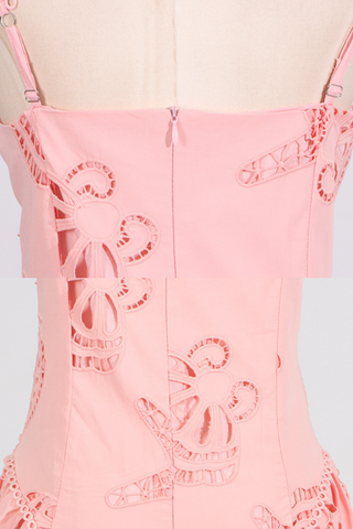 Sun Embroidered Sleeveless  Eyelet Mini Dress