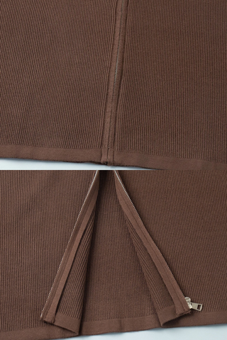 Ribbed Long Sleeve Zip Jacket & Relaxed Pants Co-Ord Set