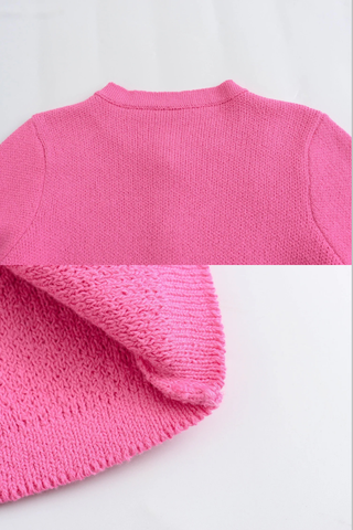 Knitted Cardigan with Gold Buttons and Front Pockets