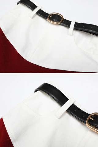 Chic Knit Contrast Panel Top & Midi Skirt Set