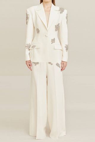 Crystal Embellished One-Button Power Suit