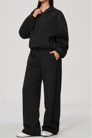 Relaxed Zip-Up Hoodie & Wide-Leg Sweatpants Set