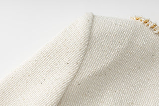 Pearl Trim Tweed Long Sleeve Square Neck Dress