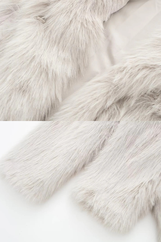 Luxury Faux Fur Long Coat with Wide Lapel Collar