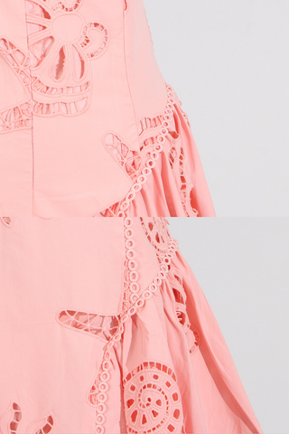 Sun Embroidered Sleeveless  Eyelet Mini Dress