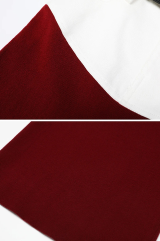 Chic Knit Contrast Panel Top & Midi Skirt Set