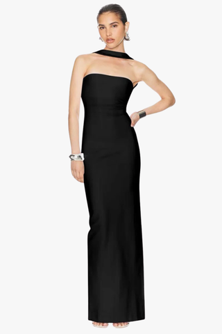 Sleek Bandage Back Slit Long Dress