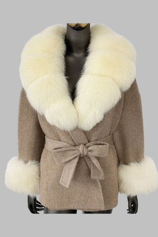 Luxury Double-Faced Wool Coat with Detachable Fur Trim