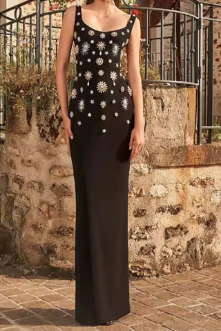 Beaded Sleeveless Long Dress