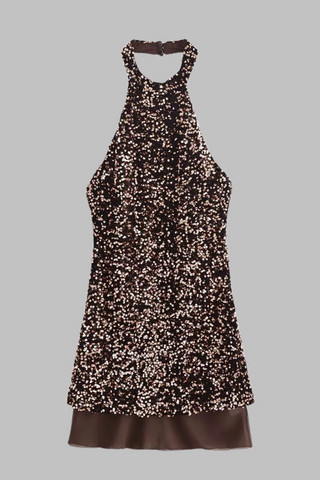 Sparkle Halter Sequin  Backless Mini Dress
